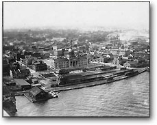 Archive black and white arial photo of Kingston city hall