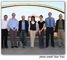 SURP students under the downtown Kingston fountain