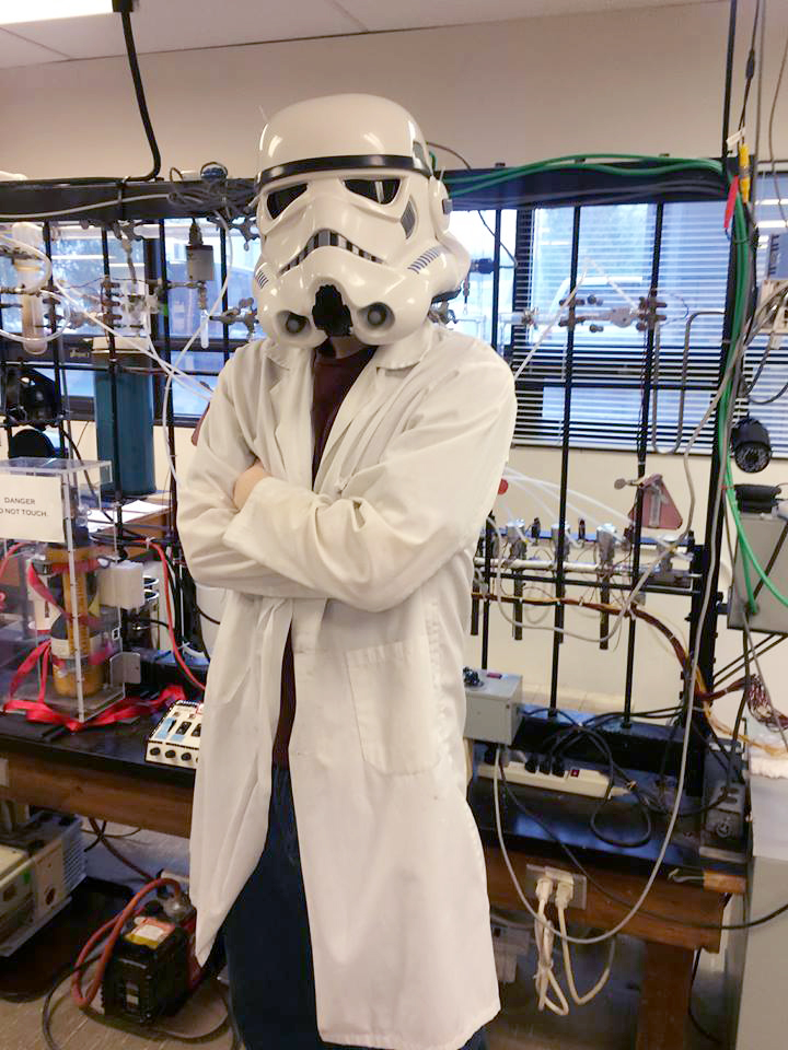 Kyle as a storm trooper in the lab