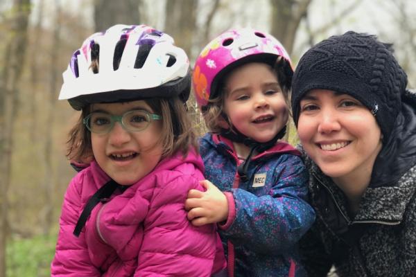 Sarah Brenner Miller is pictured with daughters Ayela and Hannah 