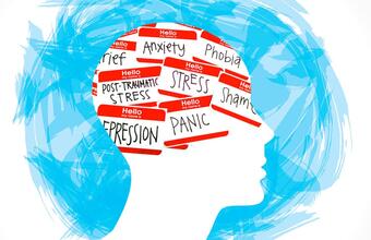 outline of head on blue background