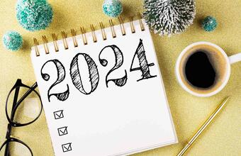 A notepad displaying the numbers "2024"