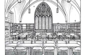 Drawing of Douglas Library by Dr. Navjit Gaurav.