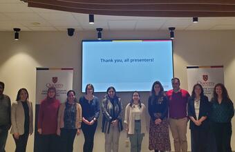 Participants of the 2025 3-Minute Research event pose for a group photo.