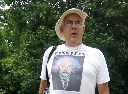Image of Geoff Smith wearing an Einstein t-shirt