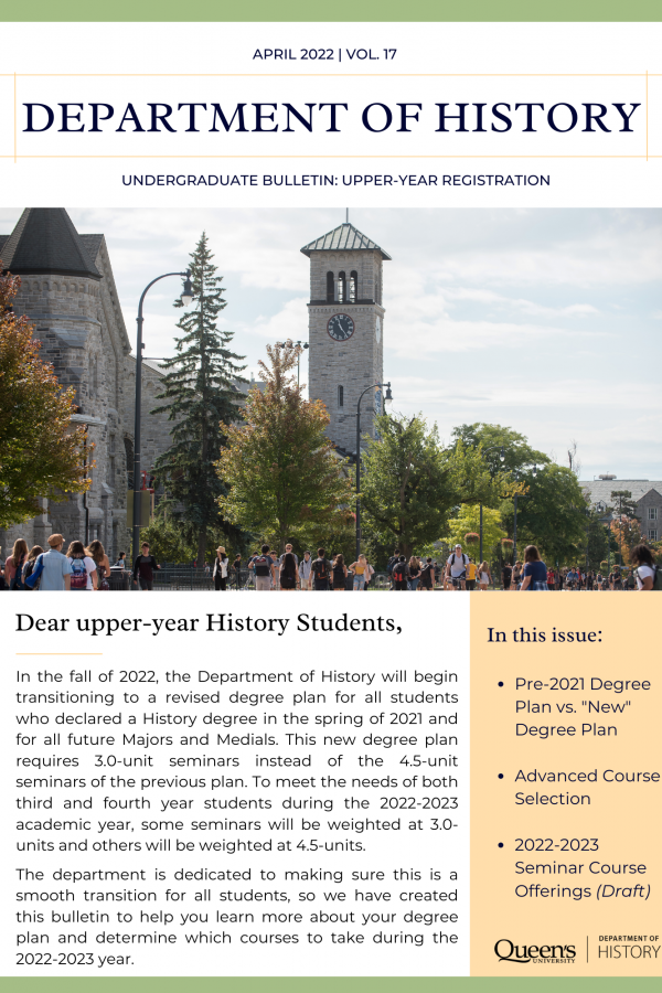 Image of the first page of UG Bulletin Vol. 17 featuring a photo of Grant Hall on Queen's Campus