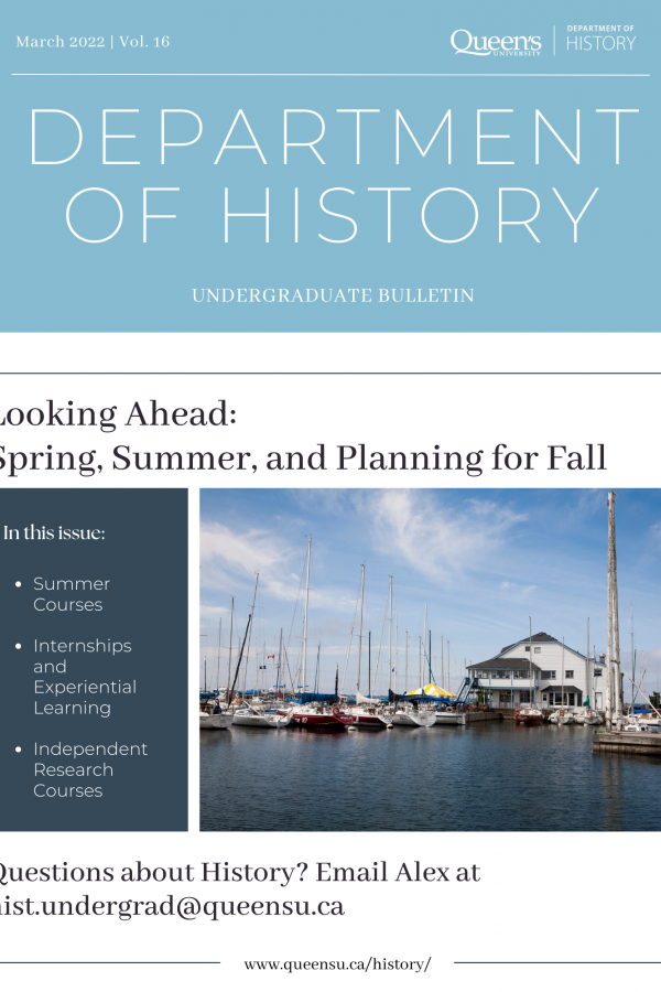 Image of the cover of the UG bulletin, featuring a light blue colour scheme and showing an image of Kingston Marina 