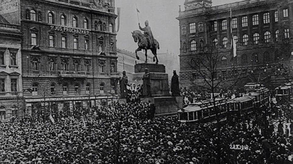 Wenceslas square, Prague, October, 1918