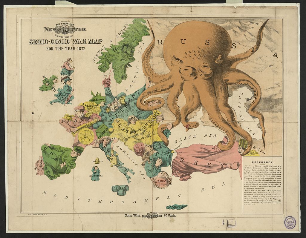 Image of a map of Europe from 1877