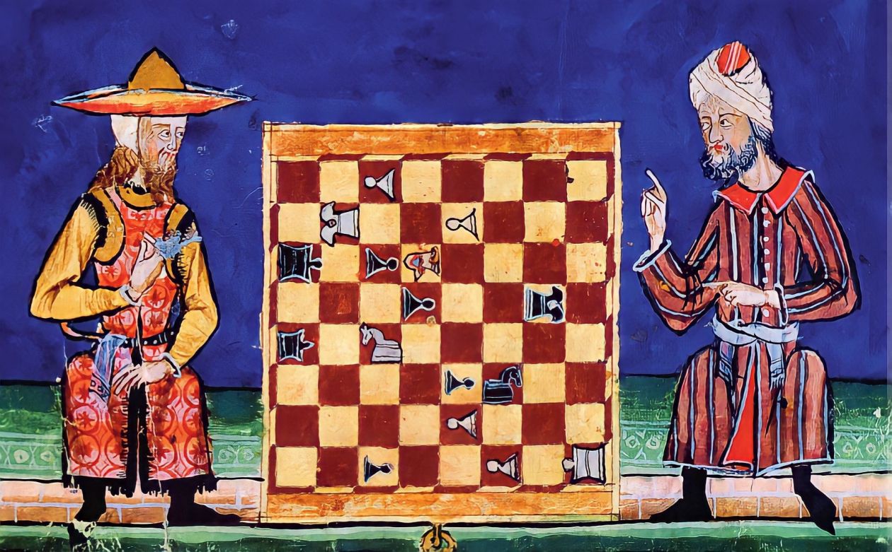 An image of two men playing a game of chess.