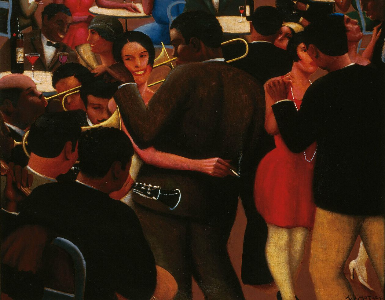 Image of iconic Harlem Renaissance painting "Blues" by Archibald J. Motley Jr., 1929