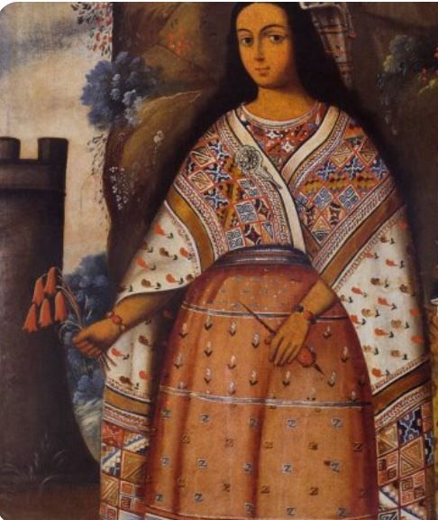 Painting of an Inka noblewoman of Cuzco, Peru in the 18th century.