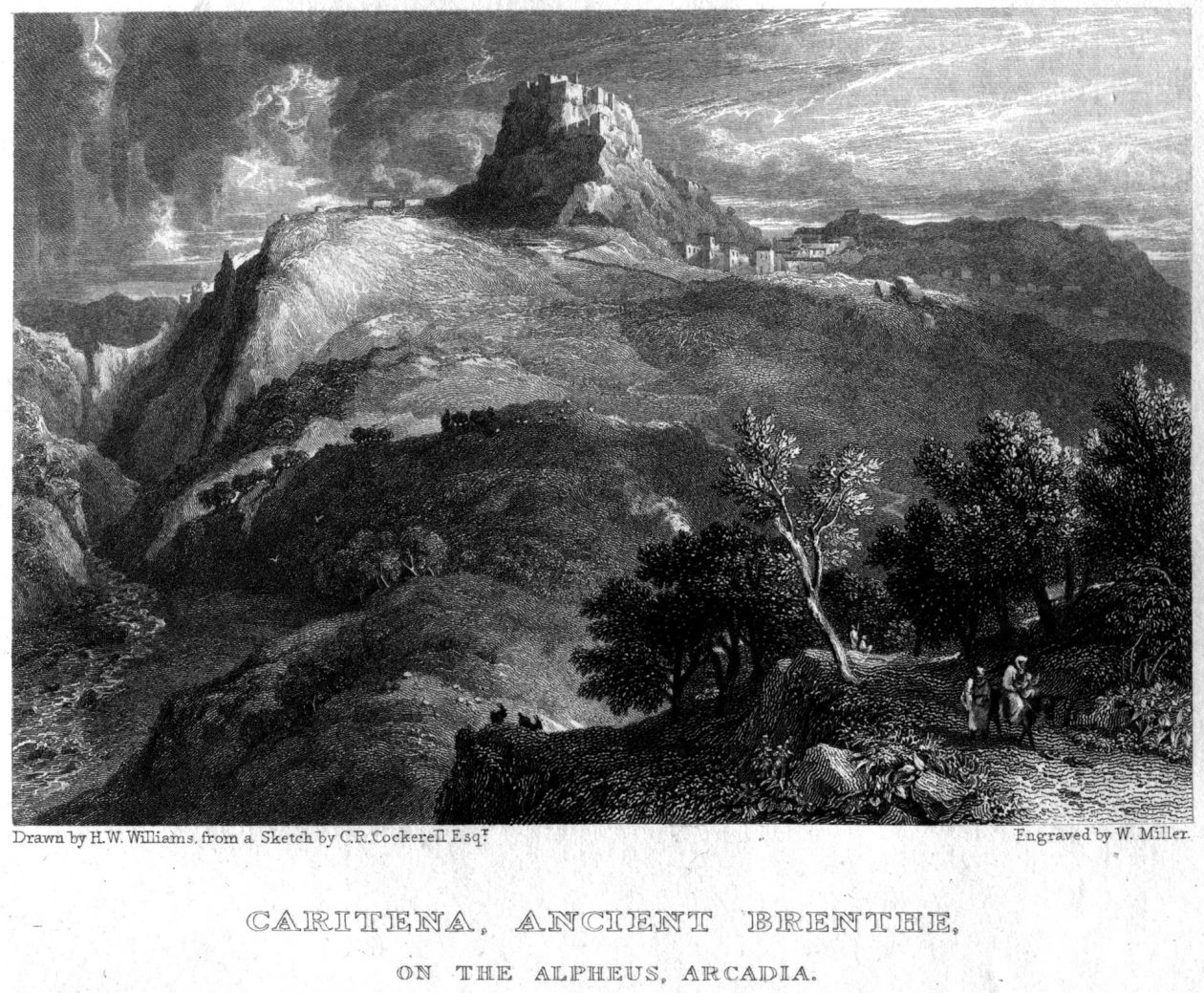 Line drawing of a medieval Greek Castle: Karitaina