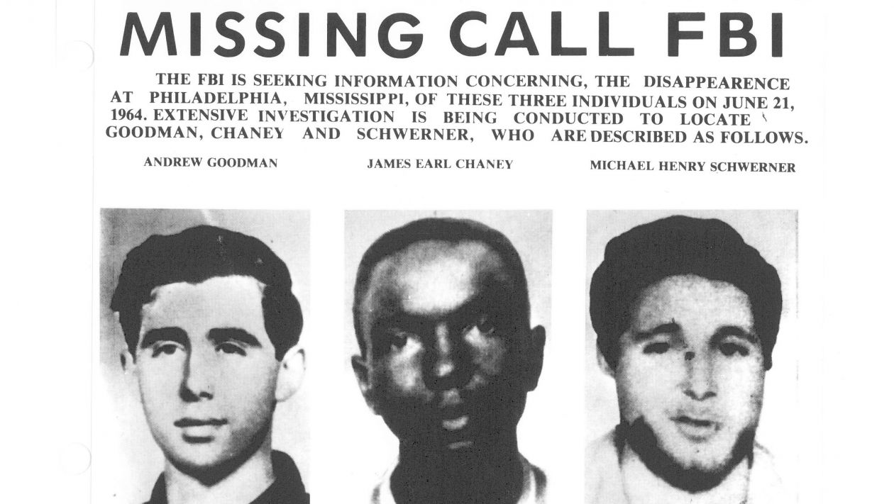 An image of a poster of three men that reads Missing call FBI 
