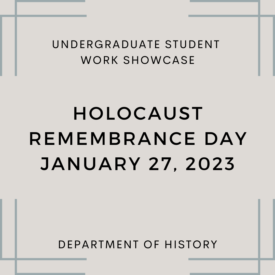 A grey image with black text reading: "Holocaust Remembrance Day January 27, 2023" 