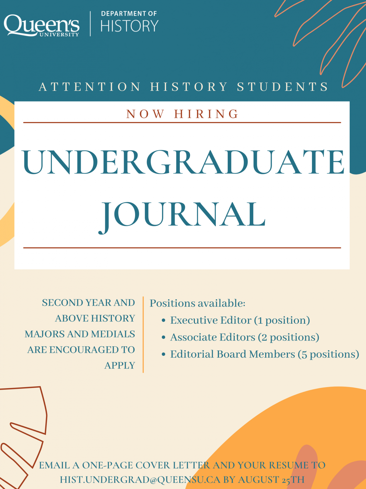 Poster of Undergraduate Journal positions