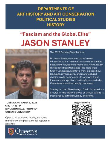 Poster for Jason Stanley's Lecture: Fascism and the Global Elite