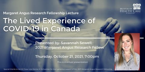 Image of a doctor holding up a mask with the presentation title