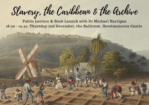 Image of a slaves working in the Caribbean with a windmill in the background