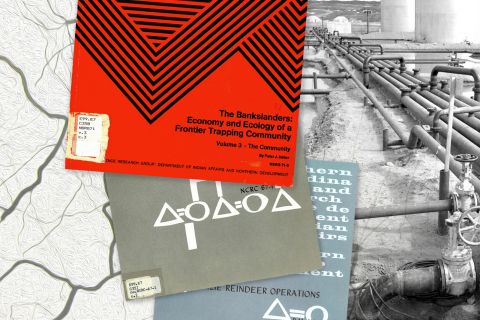 Poster showing 3 books overlapping a map