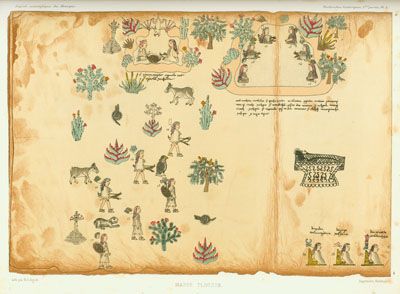 Fragment of the Tlotzin Map (Mapa Tlotzin), c. 1550,  Bibliothèque Nationale de France, Département des Manuscrits, Mexicain 89-4.