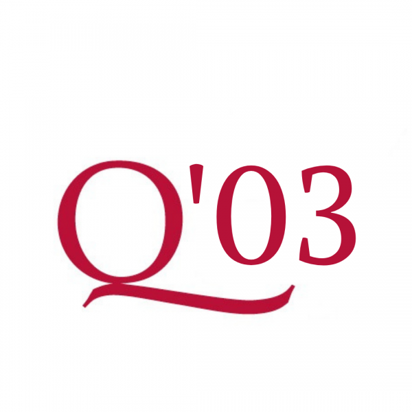 An image of the Queen's red Q beside graduating year 2003