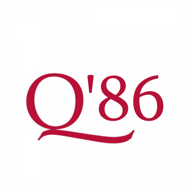 An image of the Queen's red Q beside graduating year 1986