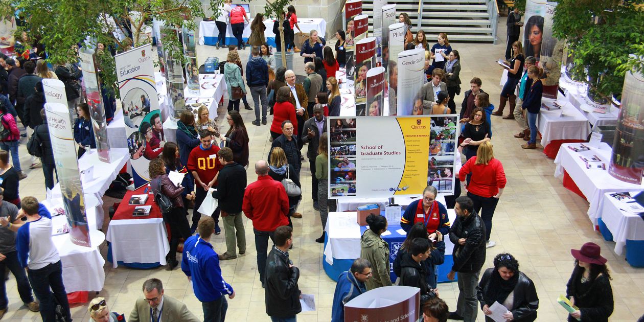 An image of a student open house in BioSciences Complex