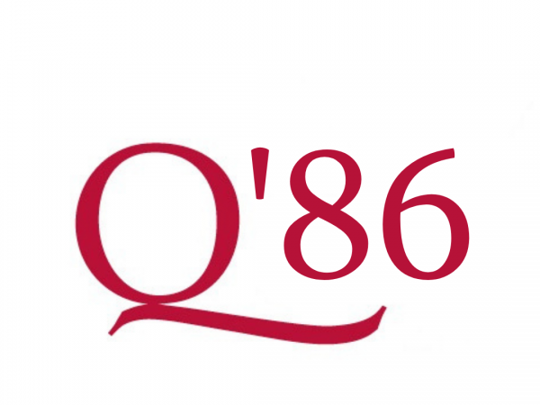An image of the Queen's red Q beside graduating year 1986