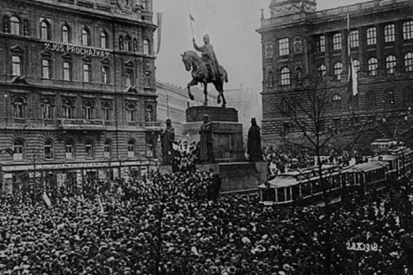 Wenceslas square, Prague, October, 1918