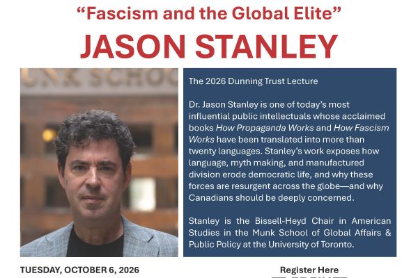 Poster for Jason Stanley's Lecture: Fascism and the Global Elite
