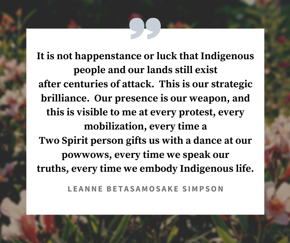Leanne Betasamosake Simpson quote.