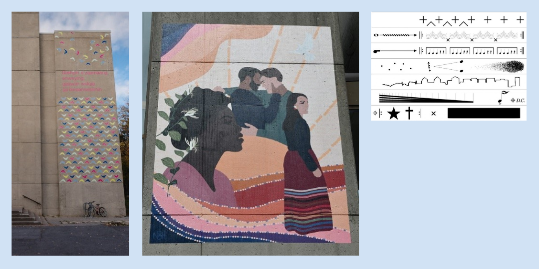 Picture of two murals and an upcoming design.