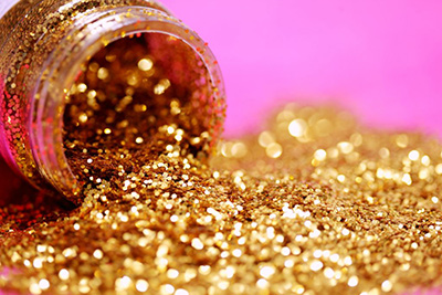Gold sparkles.