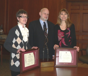 Steve Cutway and 2010 Steve Cutway Accessibility Award recipients Michele Chittenden and Helen Connop