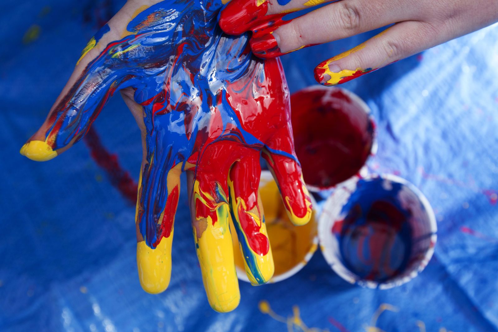Hand with paint photo