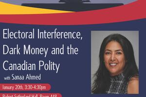 poster for Electoral talk by Sanaa Ahmed