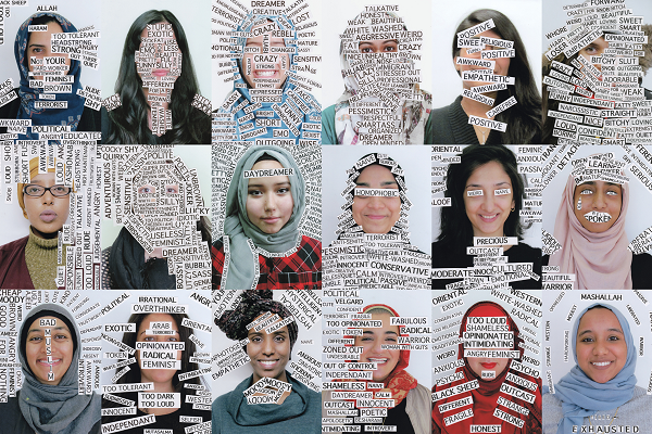 [Journal of Critical Race Enquiry poster with words about race covering faces]