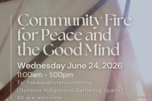 infographic with text Community Fire for Peace and the Good Mind event details
