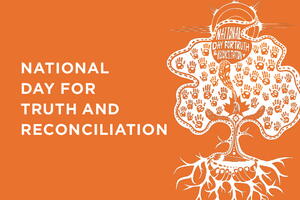 feature graphic on orange background for national day for truth and reconciliation