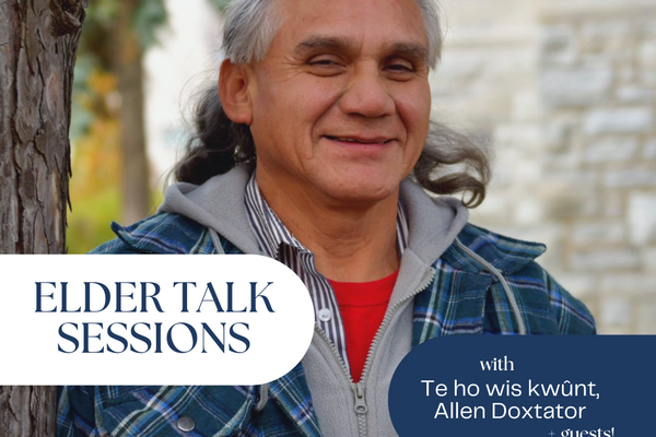 Elder Talk Sessions promo graphic with photo of Al Doxtator