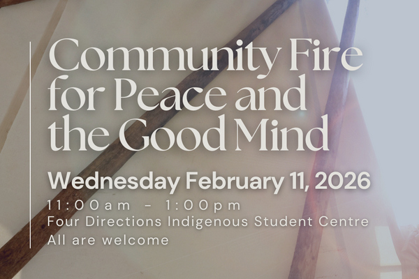 infographic with text Community Fire for Peace and the Good Mind event details