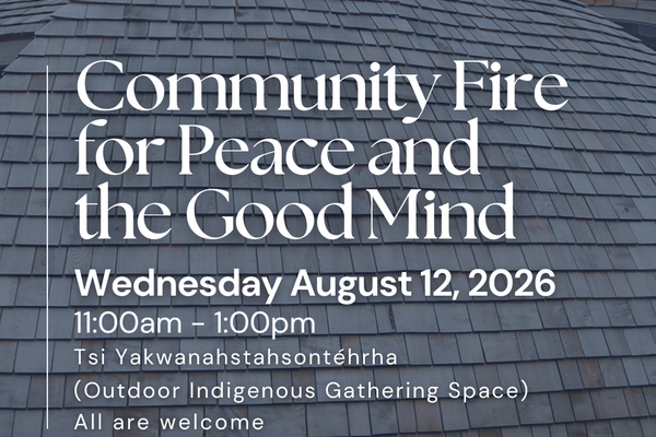 infographic with text Community Fire for Peace and the Good Mind event details