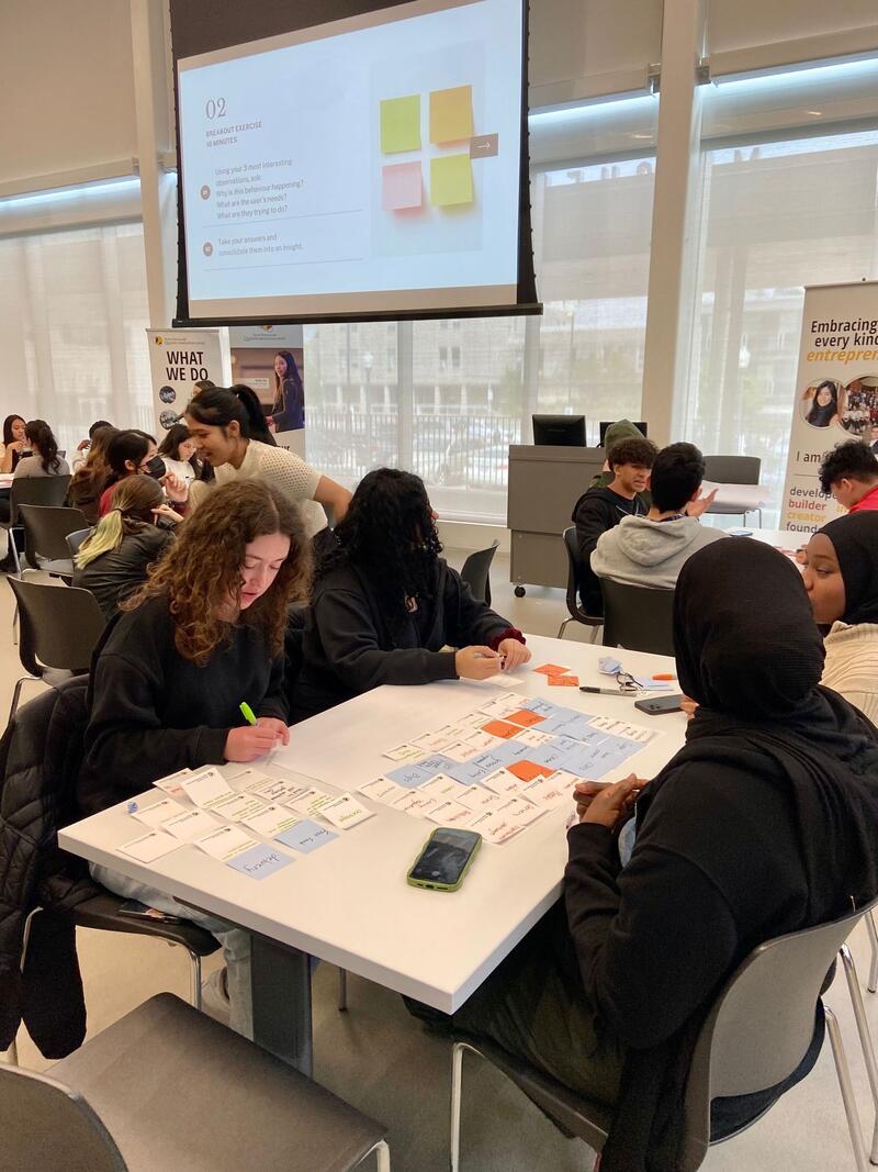 Students from John Polanyi Collegiate Institute attending a design thinking workshop in the Rose Innovation Hub
