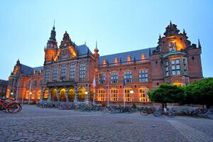 University of Groningen - Campus Building - Lit up at Dusk