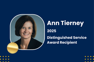Portrait of Ann Tierney - Text reads: 2025 Distinguished Service Award Recipient