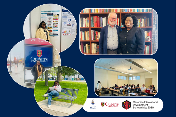 Collage of five academic-themed images featuring Queen's University, WITS University, and CID Scholarships 2030.