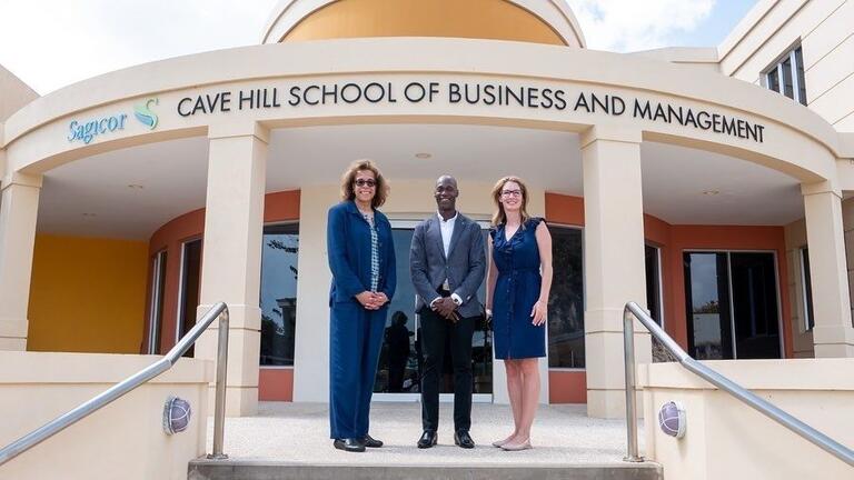 Dean Costen and Angela James at UWI Cave Hill School of Business and Management