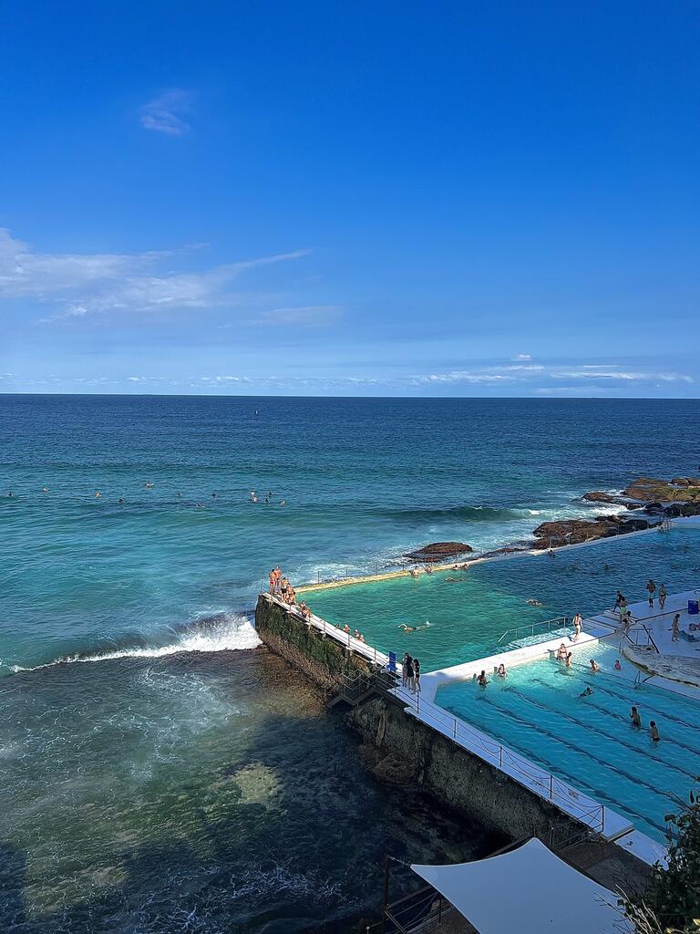 A swimming pool by the edge of the ocean