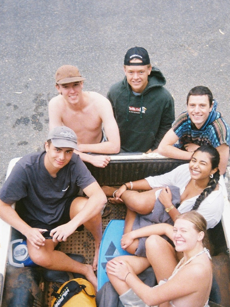 Jack and friends on a pickup truck